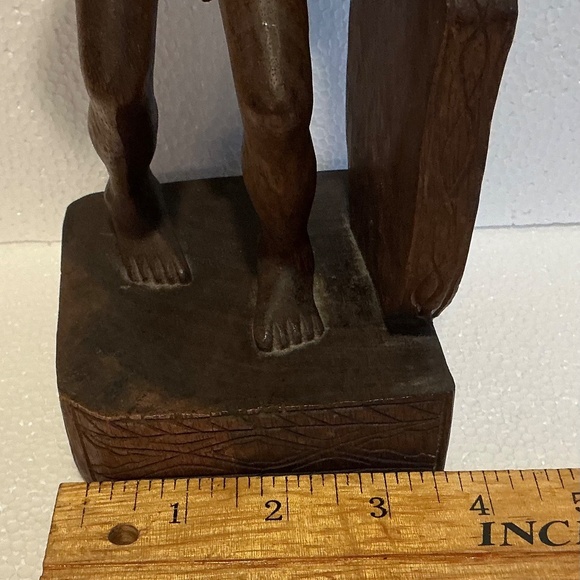 Hand Carved Bookend Wood Native IGOROT Philippines Hunter 12” Figurine - Picture 8 of 8